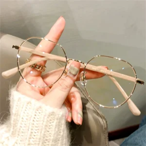Fashion Metal Anti-Blue Light Glasses Women Men Vintage Ultralight Oval Frame Computer Game Goggles Blue Ray Blocking Eyeglasses